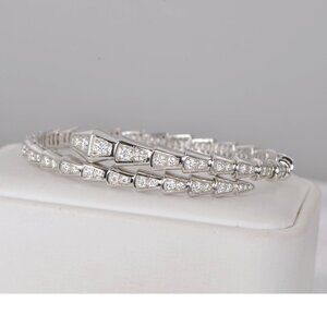 Certified Moissanite Diamond Snake Serpentine Bangle 7"
